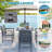 Gray 5-Piece HDPE Plastic Patio Outdoor Dining Set with Arm Chairs