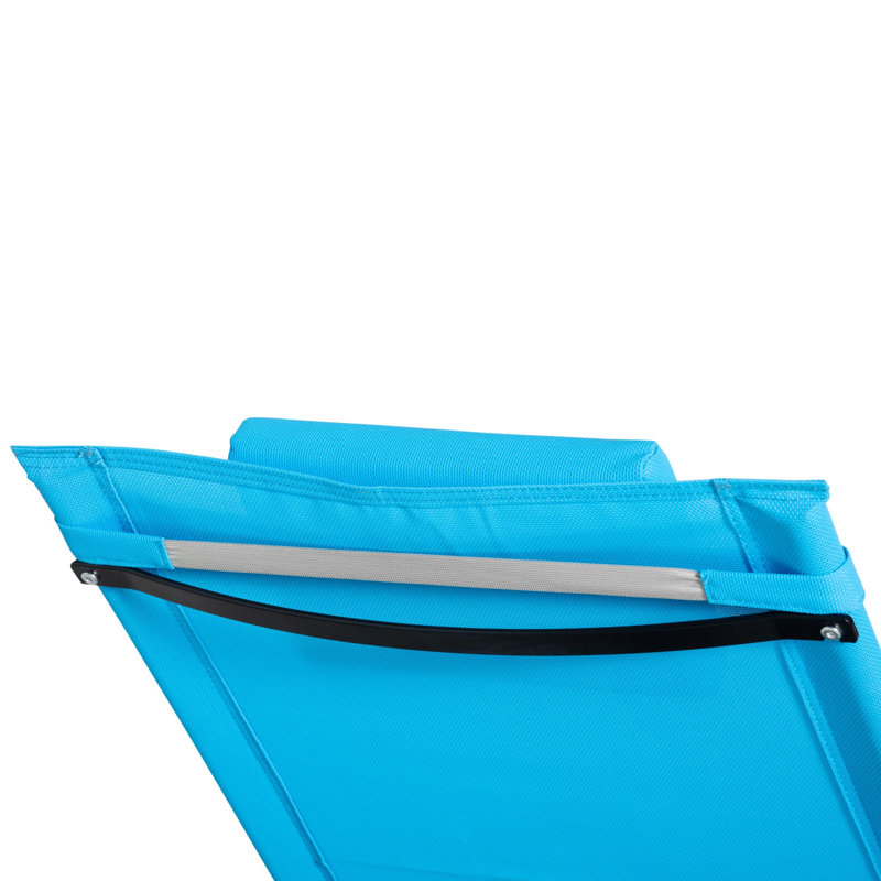 Daidre Outdoor Metal Chaise Lounge, Sky Blue