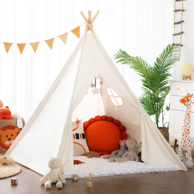 Wilwolfer Indoor/Outdoor Use Canvas Triangular Play Tent with Carrying Bag