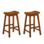 2 pièces de tabourets de 29 pouces, finition en bois de chêne massif, siège en forme de selle, pour un bar décontracté et décontracté, 2 pièces, bois, assise silencieuse-125550916