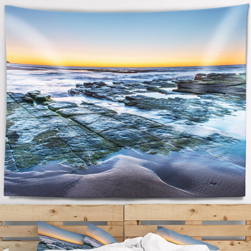 Tapisserie avec accessoires suspendus en polyester de mer au-dessus de l’océan sydney, H 32 po x l 39 po