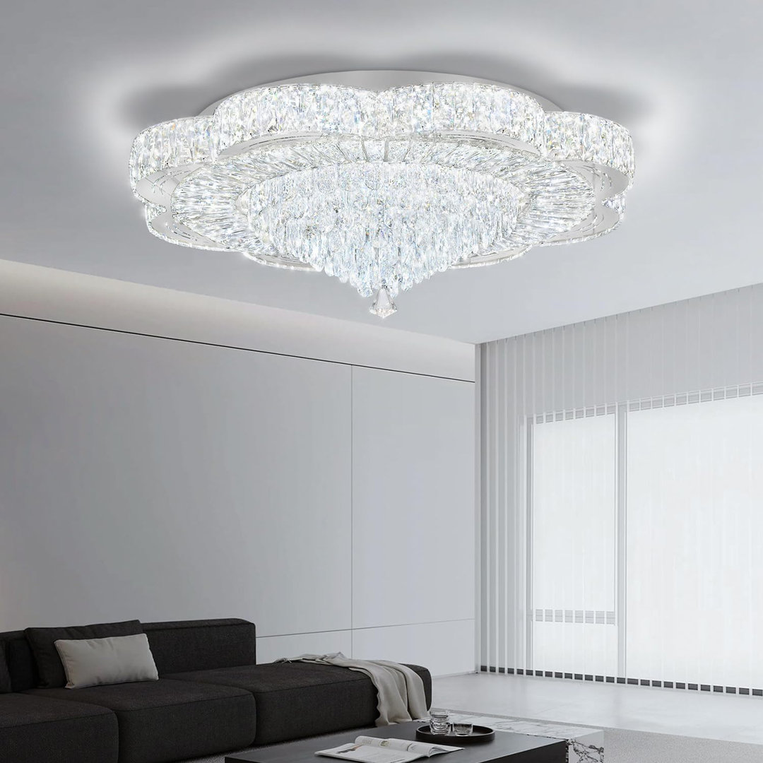 Idar 32inch Modern Empire Premium K9 Crystal Chandelier Crystal Raindrop Ceiling Light Led Dimmable Rosdorf Park