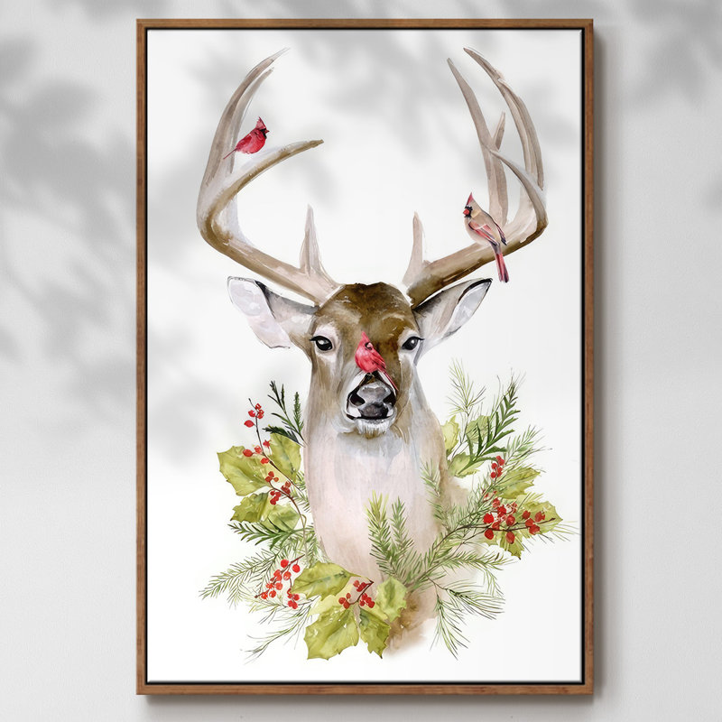 Collection de cerfs des Fêtes B, H 37 po x l 25 po x P 1,5 po, Noyer