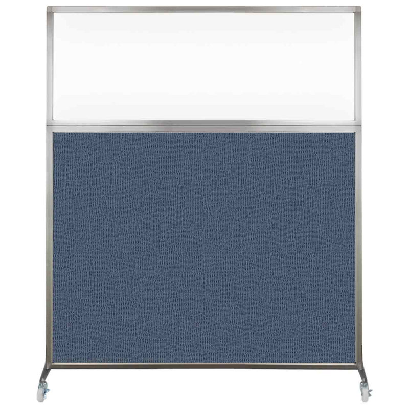 Cloison de bureau Hush - fenêtre transparente, 60", Bleu