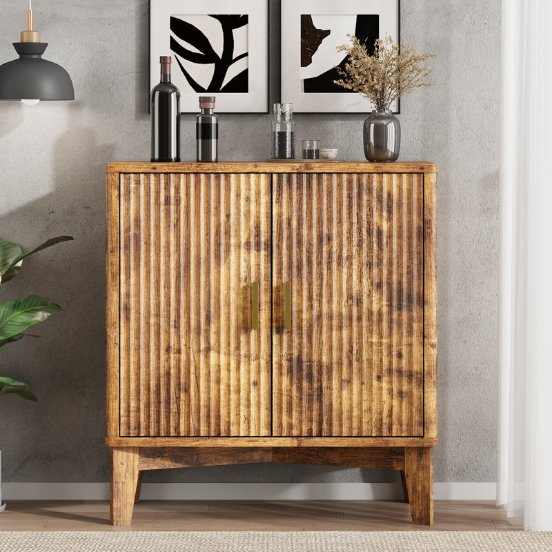 Adjustable Shelf Large-Capacity Multi-Function Storage Cabinet with Anti-Tip Design, Rustic Brown