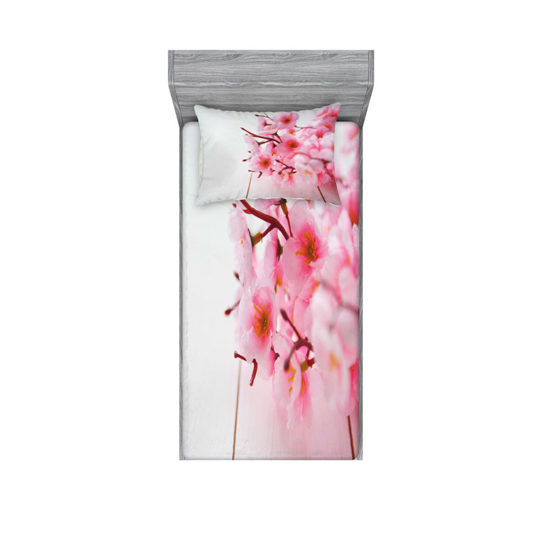 Ensemble de draps Cherry Blossom Petals, Ensemble de draps pour lit simple avec drap-housse
