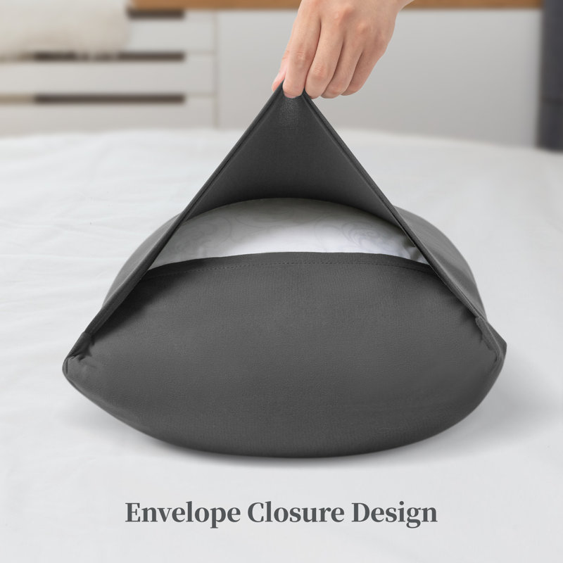 Stretch Jersey Knit Pillowcases With Envelope Closure, Dark Gray, King Pillow Case