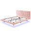 Cadre de lit flottant pour grand lit avec lumières DEL, plateforme en cuir d'unité centrale, tête de lit capitonnée, assemblage facile, aucun sommier tapissier requis, rose-1142351413