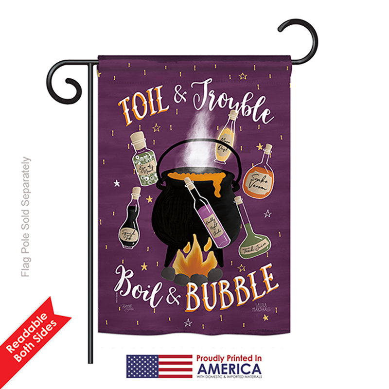 Drapeau de jardin en polyester 1 face de 1,5 pi Hampig Toil and Trouble Fall