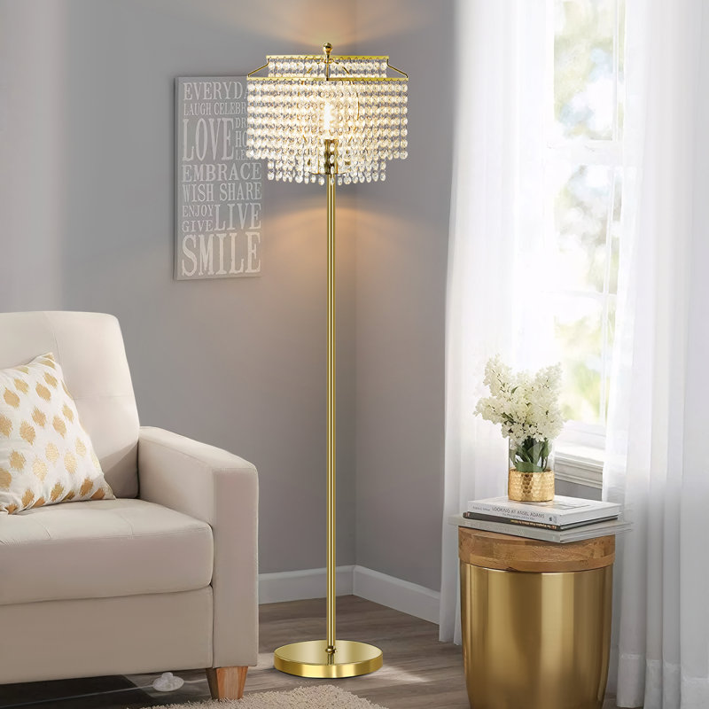 House of Hampton® Heidebert Crystal Floor Lamp, Elegant Standing Lamp ...