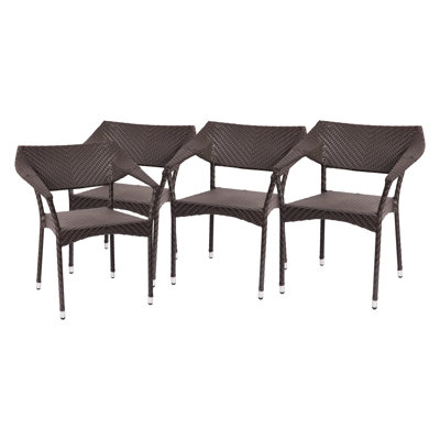 Tequesta Commercial Grade All Weather PE Rattan Wicker Stacking Patio Dining Chairs by Wildon Home