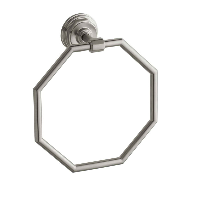 Pinstripe Wall Mounted Towel Ring, Vibrant Brushed Nickel
