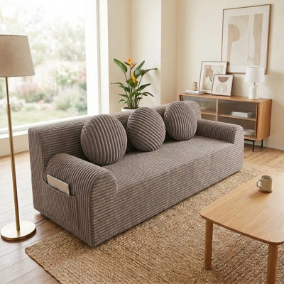 Petit canapé-lit 71 po moderne sans nuage, sans assemblage requis Canapé désossé avec 3 coussins 3 places pour salon, chambre à coucher, appartement, sans assemblage, chameau