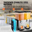 Distributeur de boissons commercial, distributeur de jus à 2 réservoirs 18 L / 19 pte par réservoir, distributeur de boissons glacées en acier inoxydable de 370 W avec température de refroidissement de 45 ° F à 54 ° F
