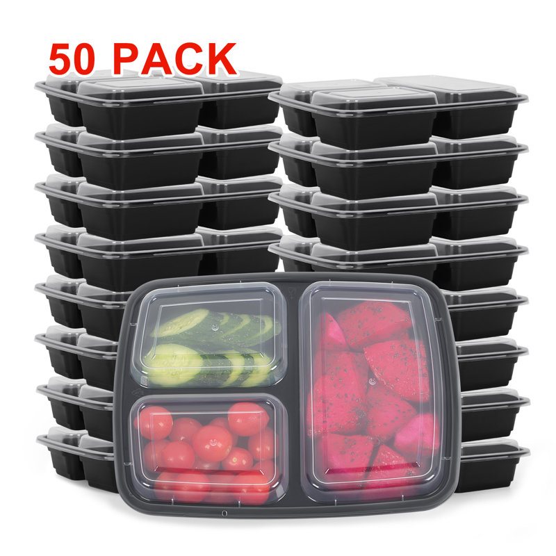 Ensemble de 50 boîtes jetables à triple compartiment A7