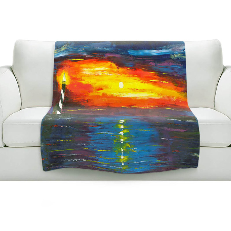 Couverture sherpae coucher de soleil à phare, l 51 po x L 60 po