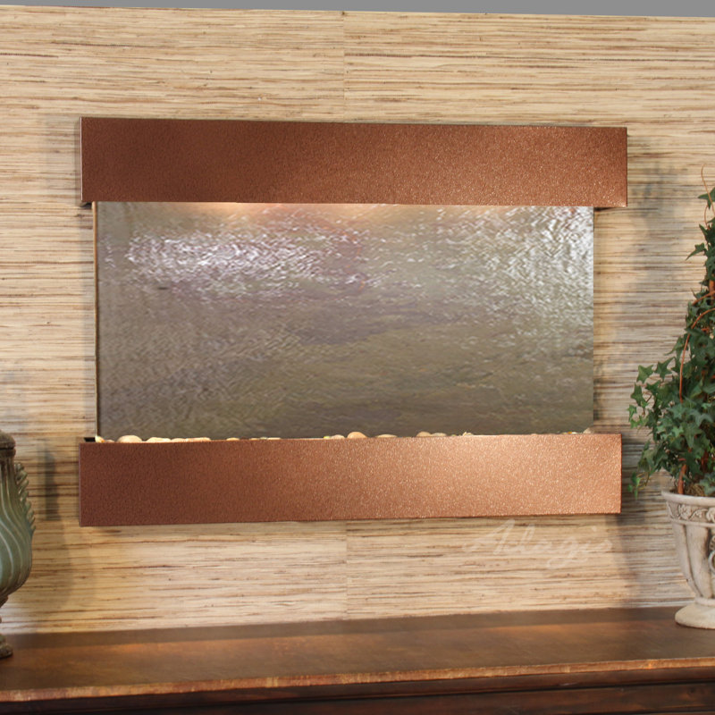 Fontaine lumineuse en acrylique Henline, Plume multicolore, Brun terrain boisé, Ardoise