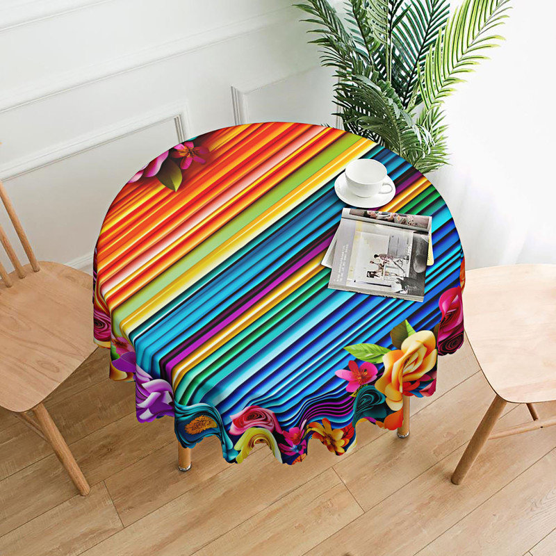 Washable Polyester Mexican Floral Pattern Tablecloth