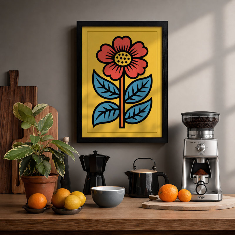 Graphic Bloom Botanical - Framed Print, Black, A4 - 29.7 x 21.0 cm