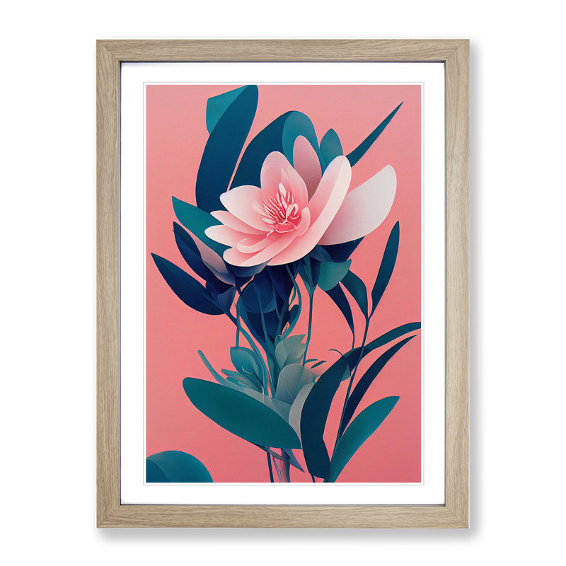 A Lovable Flower - Single Picture Frame Print, 46cm H x 34cm W x 2cm D, Oak