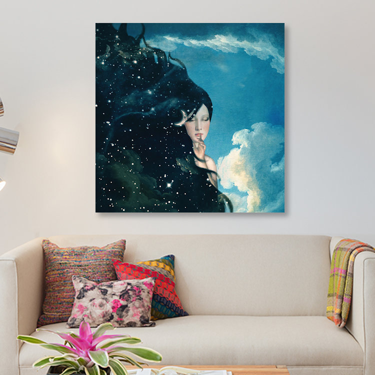 « lady night », impression sur toile, H 12 po x l 12 po x P 1,5 po, Toile tendue, Pas de tapis