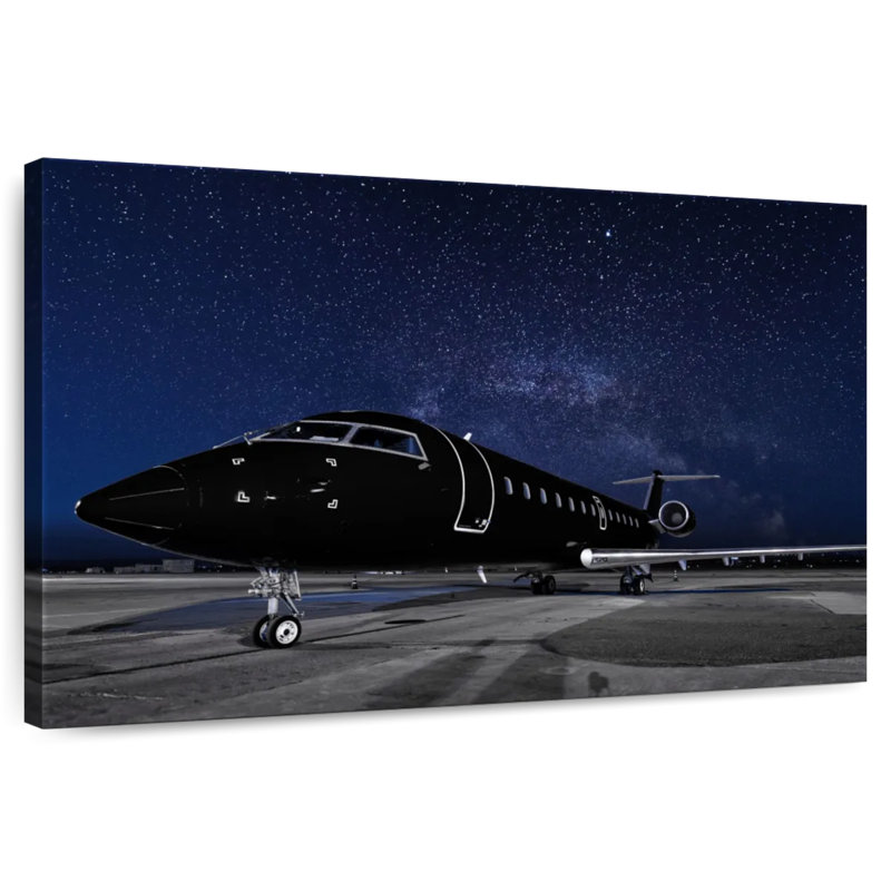 Jet privé noir, H 30 po x l 45 po