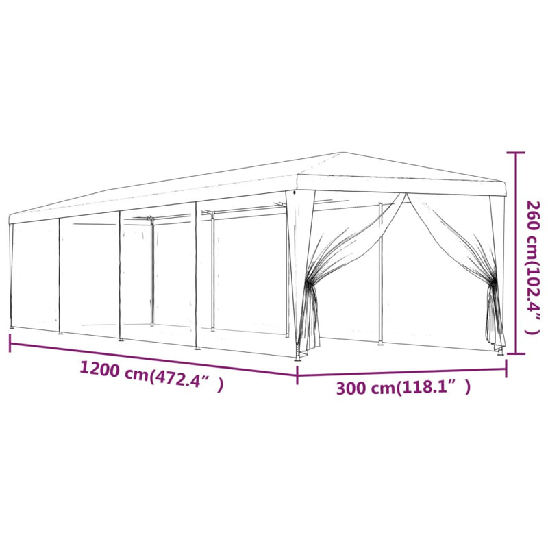 Alexin 3m x12m Iron Party Tent, Anthracite, Anthracite