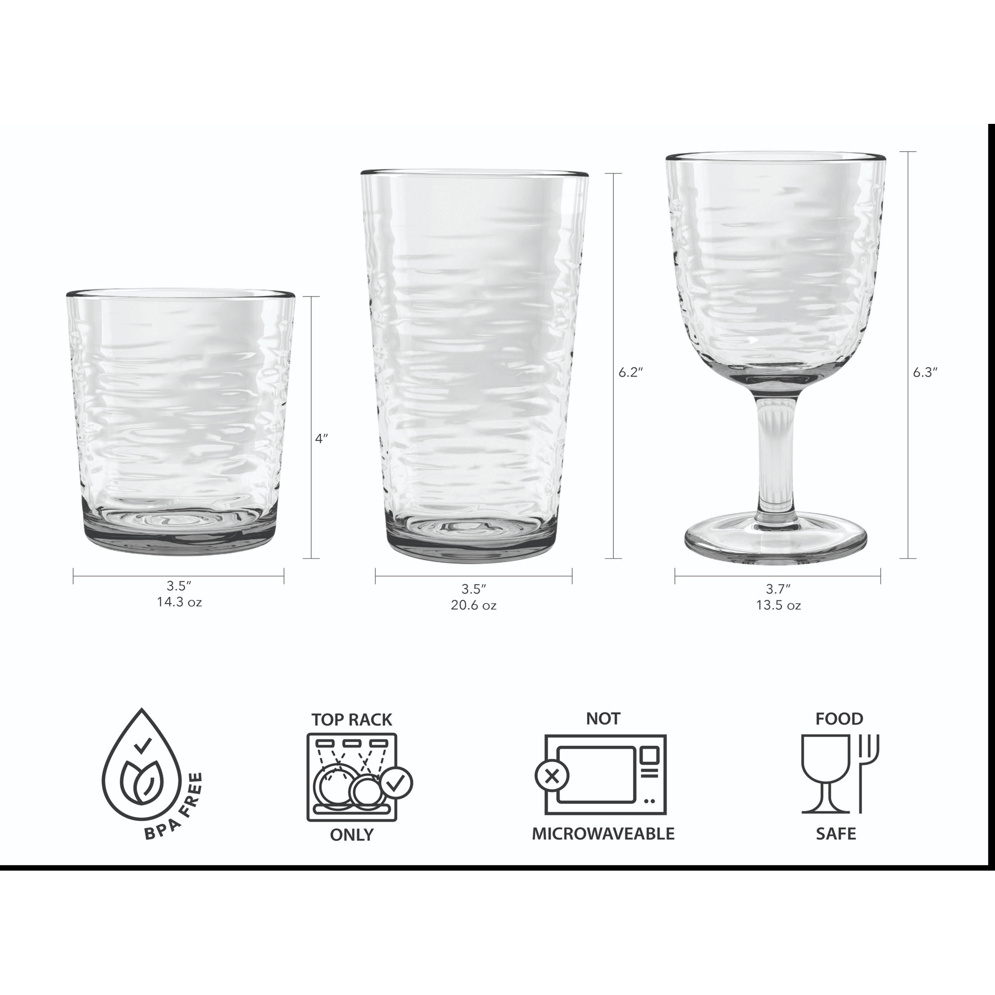 Celise 6 Piece 6.9 oz. Acrylic Goblet Set, Gray