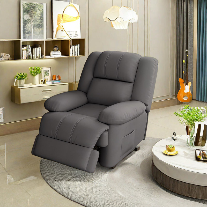 Fauteuil inclinable pivotant en similicuir Tamecia, Gris