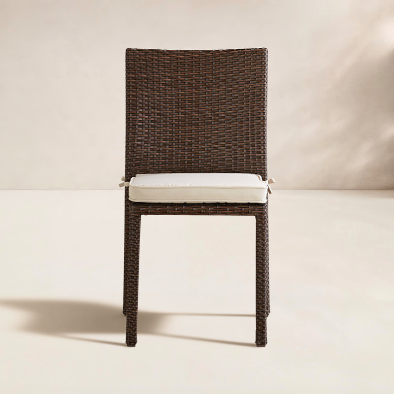 Chaise d'appoint de patio en osier Alyisa, Blanc performance, Brun
