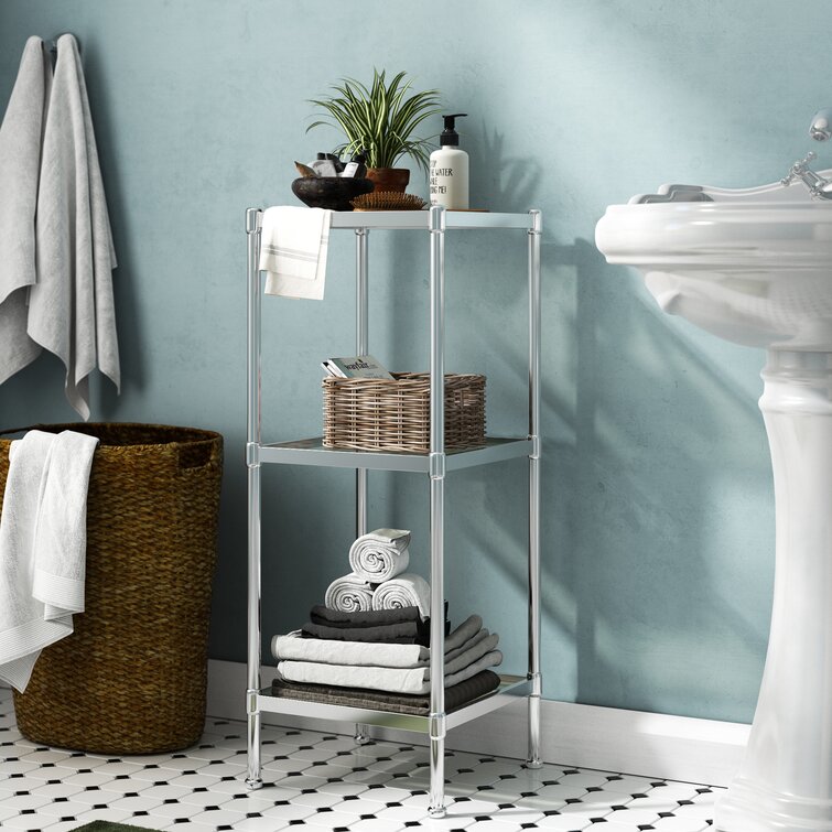 Metallic No Drilling Bathroom Shelf Set For Above Sink Storage And  Organization