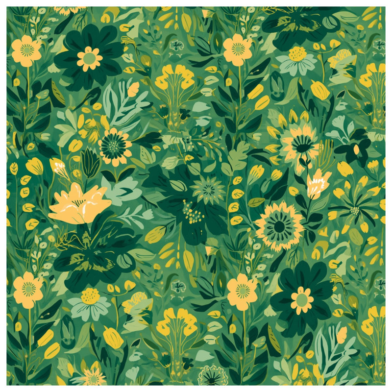 Coussins décoratifs vert et jaune à motif floral, 26 x 26 pouces