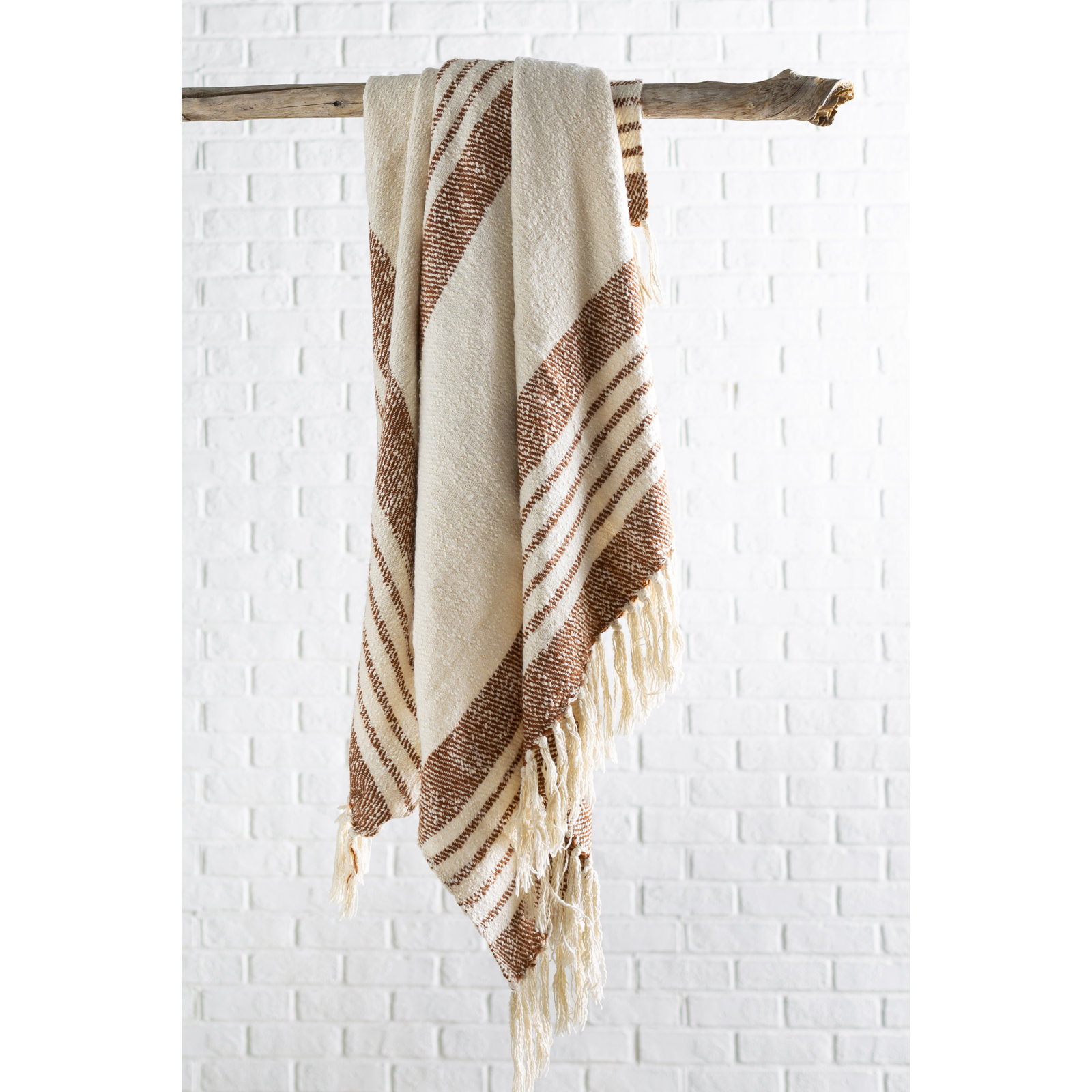 Sully Throw Blanket, Burnt Orange/Cream
