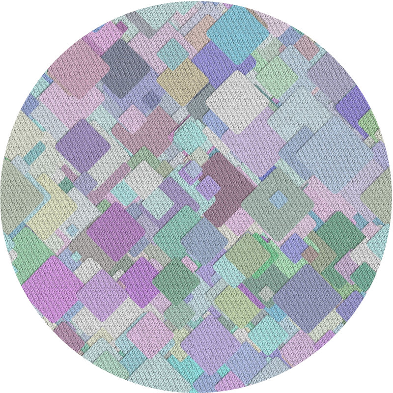 Tapis à motif géométrique vert, Rond 6 pi