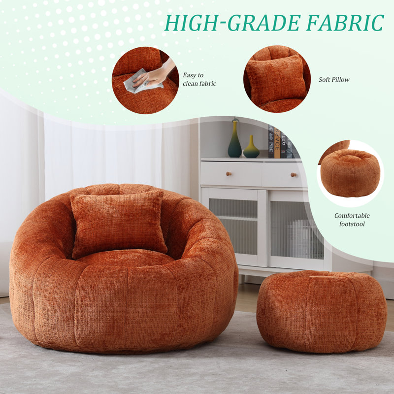 Fauteuil à billes avec repose-pieds 41,34 po, Orange