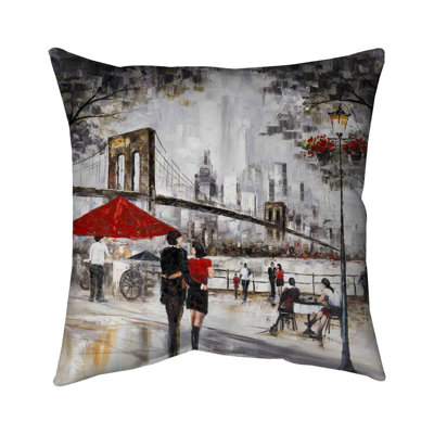 Couple in new york city - 18"x18" Throw pillow cover - Poly twill - Print on demand