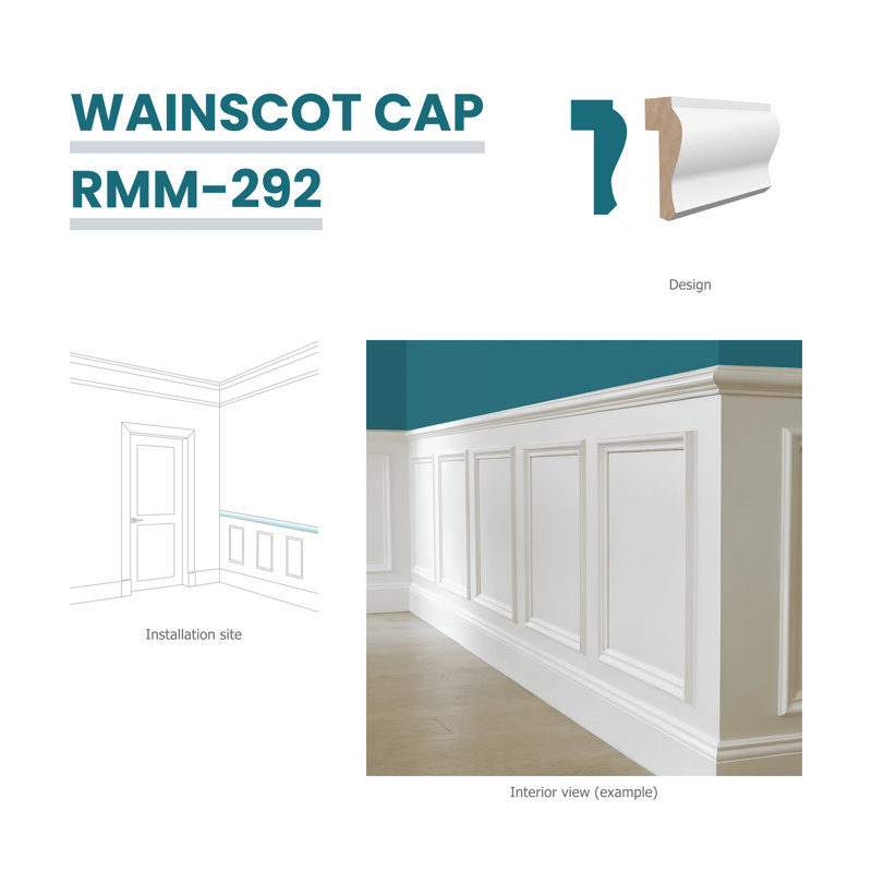RMM 292 9/16 in.D x 1 1/8 in.W x 96in.L Primed Finger-Joined Pine Wainscot Cap 1-pcs 8 Ft Total