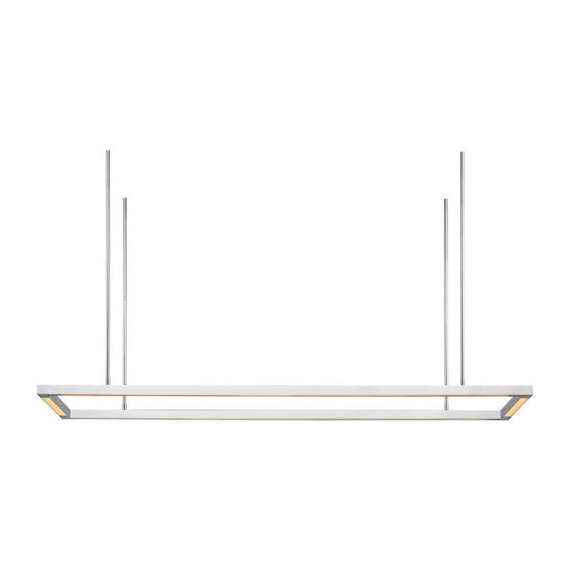 Mick De Giulio Stagger Halo 50 Uplight Linear Chandelier in Polished Stainless Steel, Polished Stainless Steel