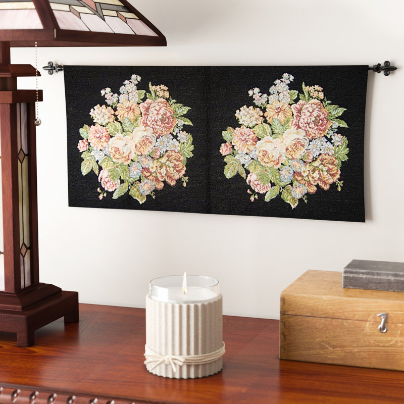Tapisserie bouquet de fleurs pivoine