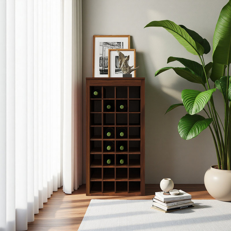 Modular 32 Wine Bar Cabinet Buffet Cabinet, Walnut