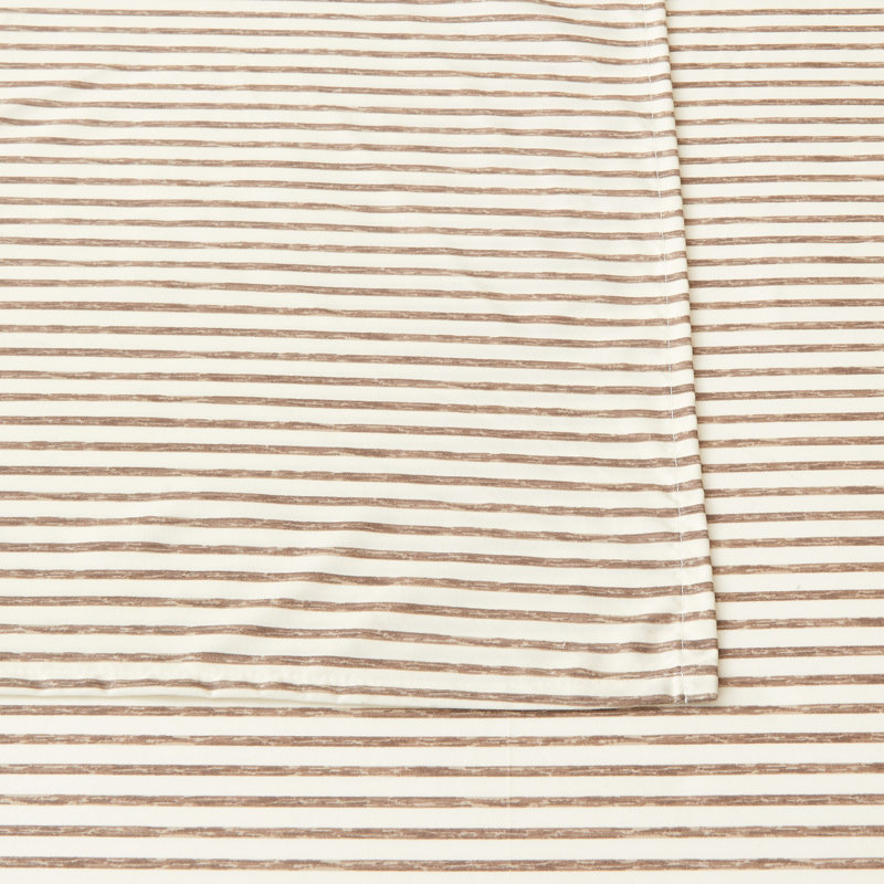 Taupe Stripe Full Size Microfiber Sheet Set with Pillowcases