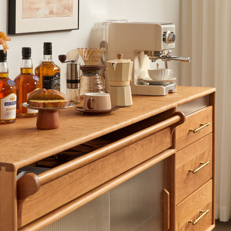 Buffet de rangement multifonctionnel en bois massif, H 33,85 po x l 47,24 po x P 16,92 po