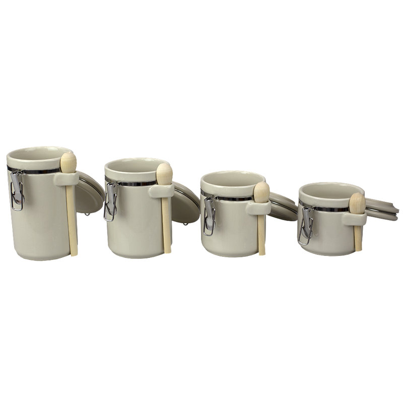Glass Canister - Set of 4, Beige