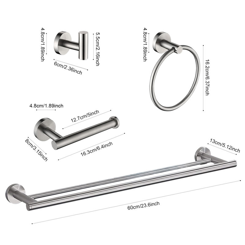 10 Pieces Bathroom Hardware Set Wall Mounted,stainless Steel, Brushed Nickel