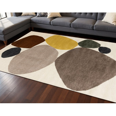 Tapis géométrique crème et brun 8 pi x 11 pi