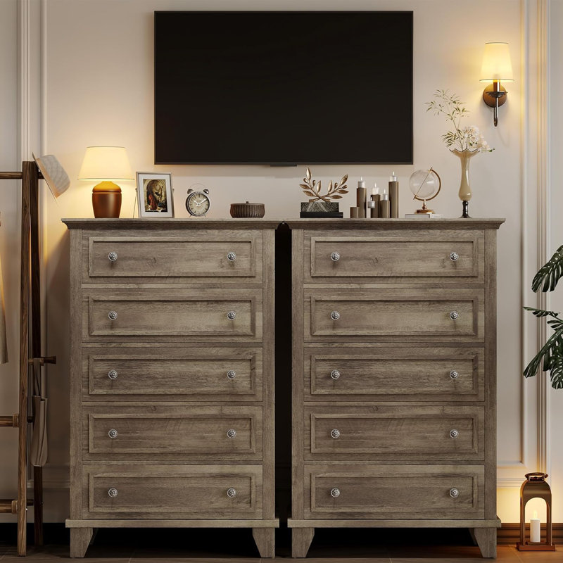 Commode moderne à 5 tiroirs Modern, Gris