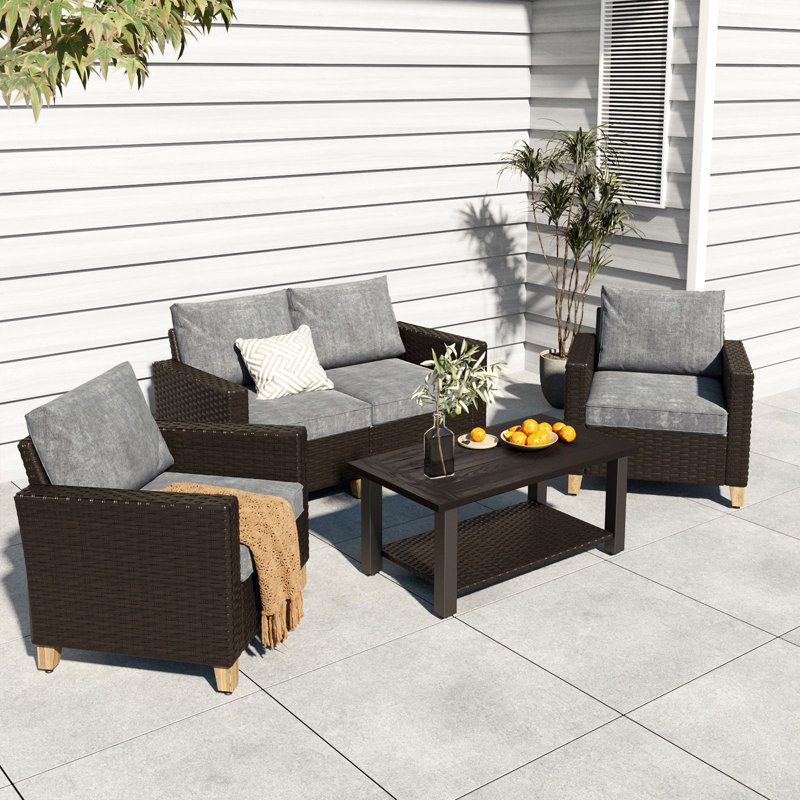 Thristian 4 - Person Patio Conversation Set with Cushions