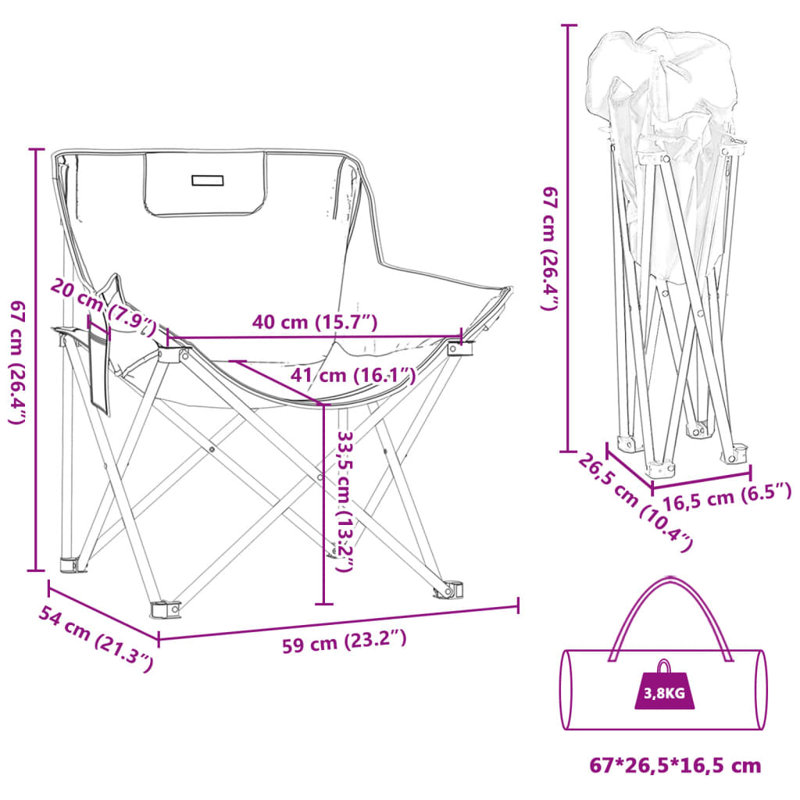 Folding Camping Chair, Pink
