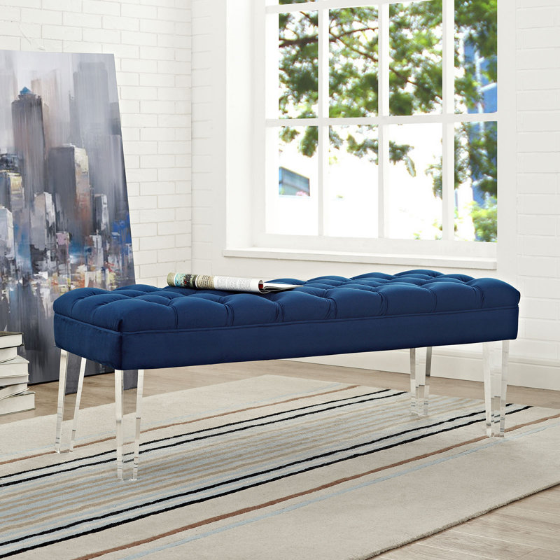 Banc en velours Valet, Bleu marine