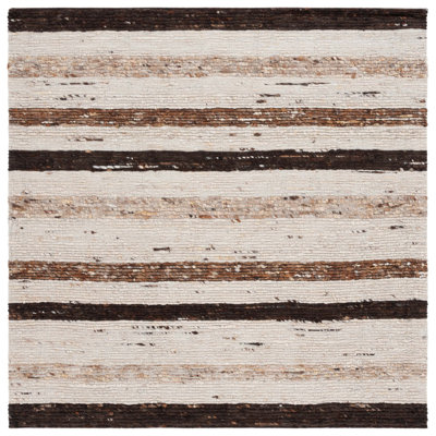 Grabowski Pafford Striped Handmade Area Rug in Brown/Beige